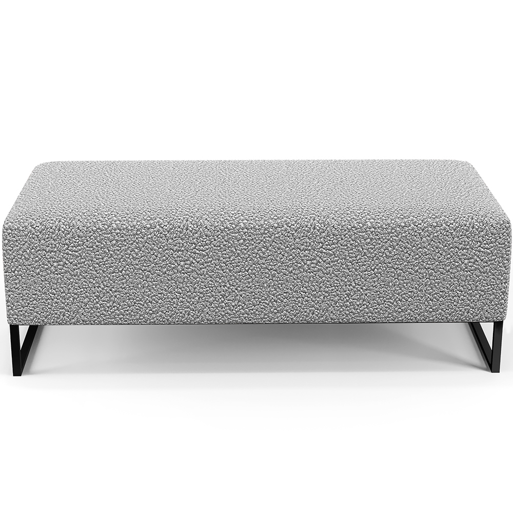 Kit 02 Puffs Decorativo Sala de Estar Bali W01 Base Ferro 120x50 cm Bouclê Cinza - Lyam Decor