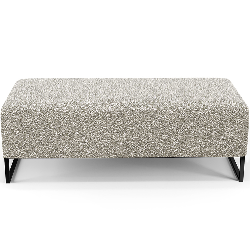 Kit 02 Puffs Decorativo Sala de Estar Bali W01 Base Ferro 120x50 cm Bouclê Creme - Lyam Decor