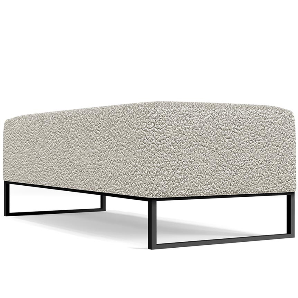 Kit 02 Puffs Decorativo Sala de Estar Bali W01 Base Ferro 120x50 cm Bouclê Creme - Lyam Decor