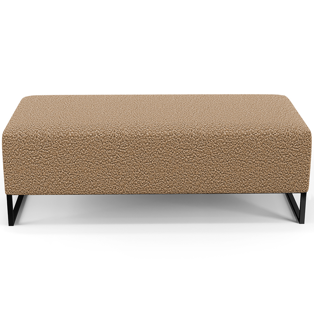 Kit 02 Puffs Decorativo Sala de Estar Bali W01 Base Ferro 120x50 cm Bouclê Mostarda - Lyam Decor