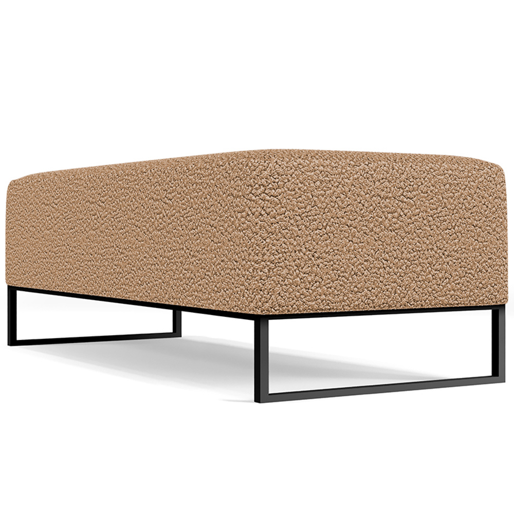 Kit 02 Puffs Decorativo Sala de Estar Bali W01 Base Ferro 120x50 cm Bouclê Mostarda - Lyam Decor