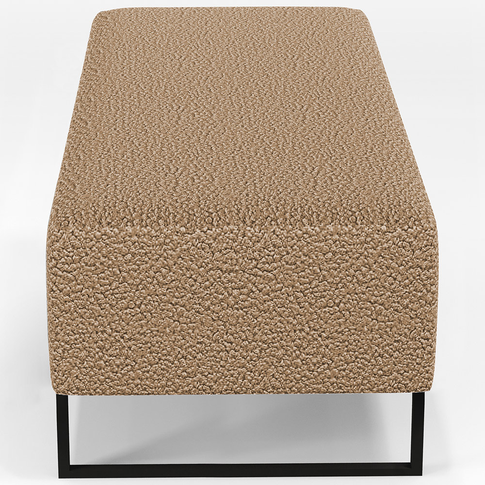 Kit 02 Puffs Decorativo Sala de Estar Bali W01 Base Ferro 120x50 cm Bouclê Mostarda - Lyam Decor