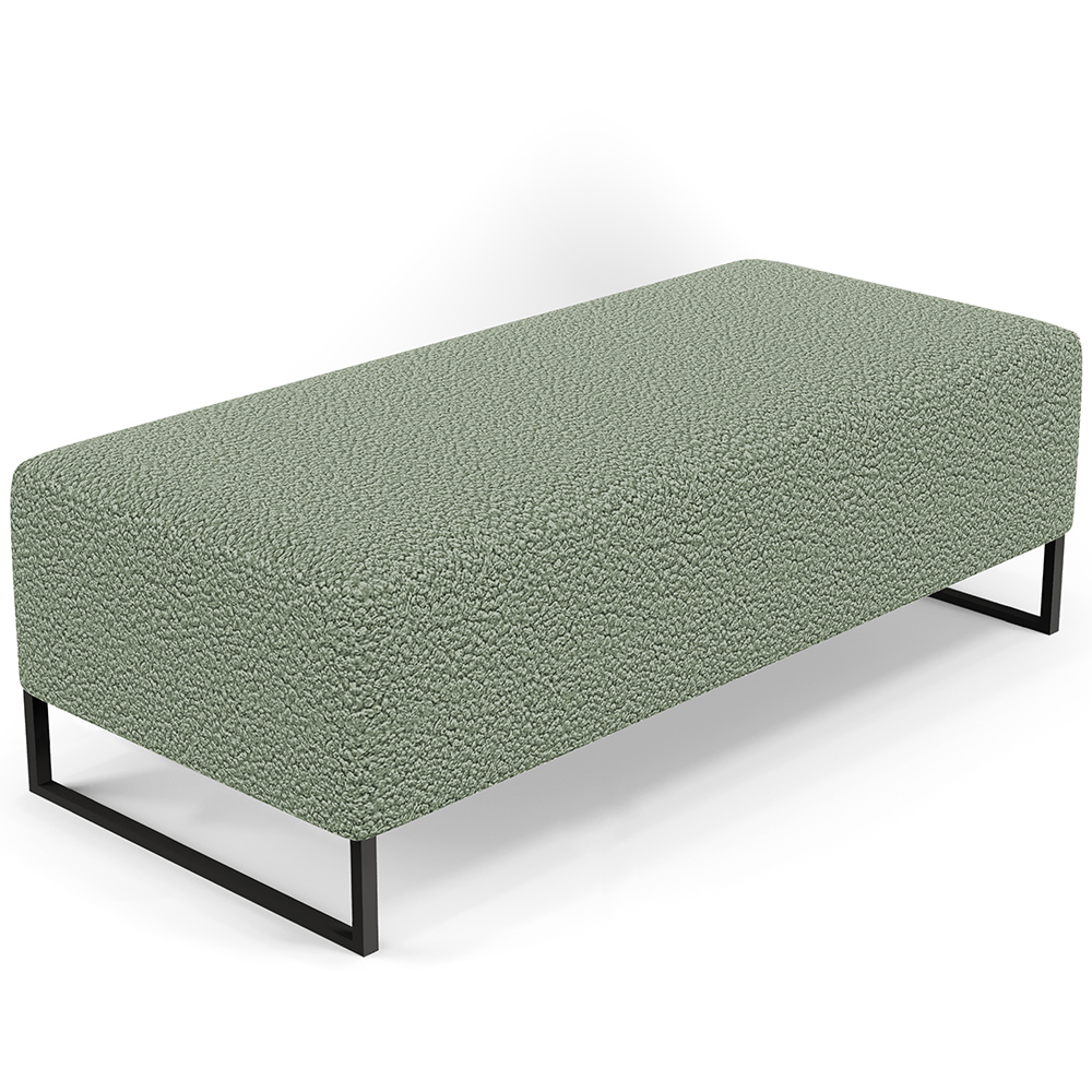 Kit 02 Puffs Decorativo Sala de Estar Bali W01 Base Ferro 120x50 cm Bouclê Oliva - Lyam Decor