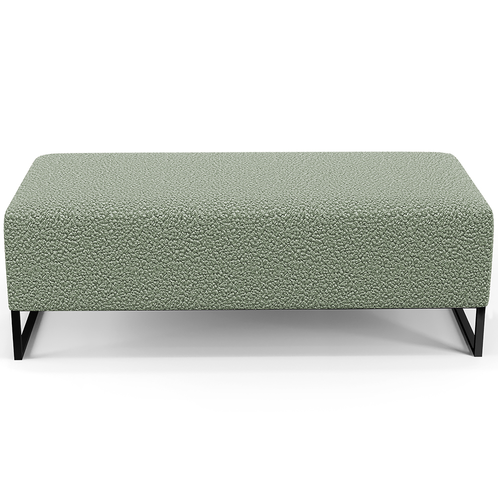 Kit 02 Puffs Decorativo Sala de Estar Bali W01 Base Ferro 120x50 cm Bouclê Oliva - Lyam Decor
