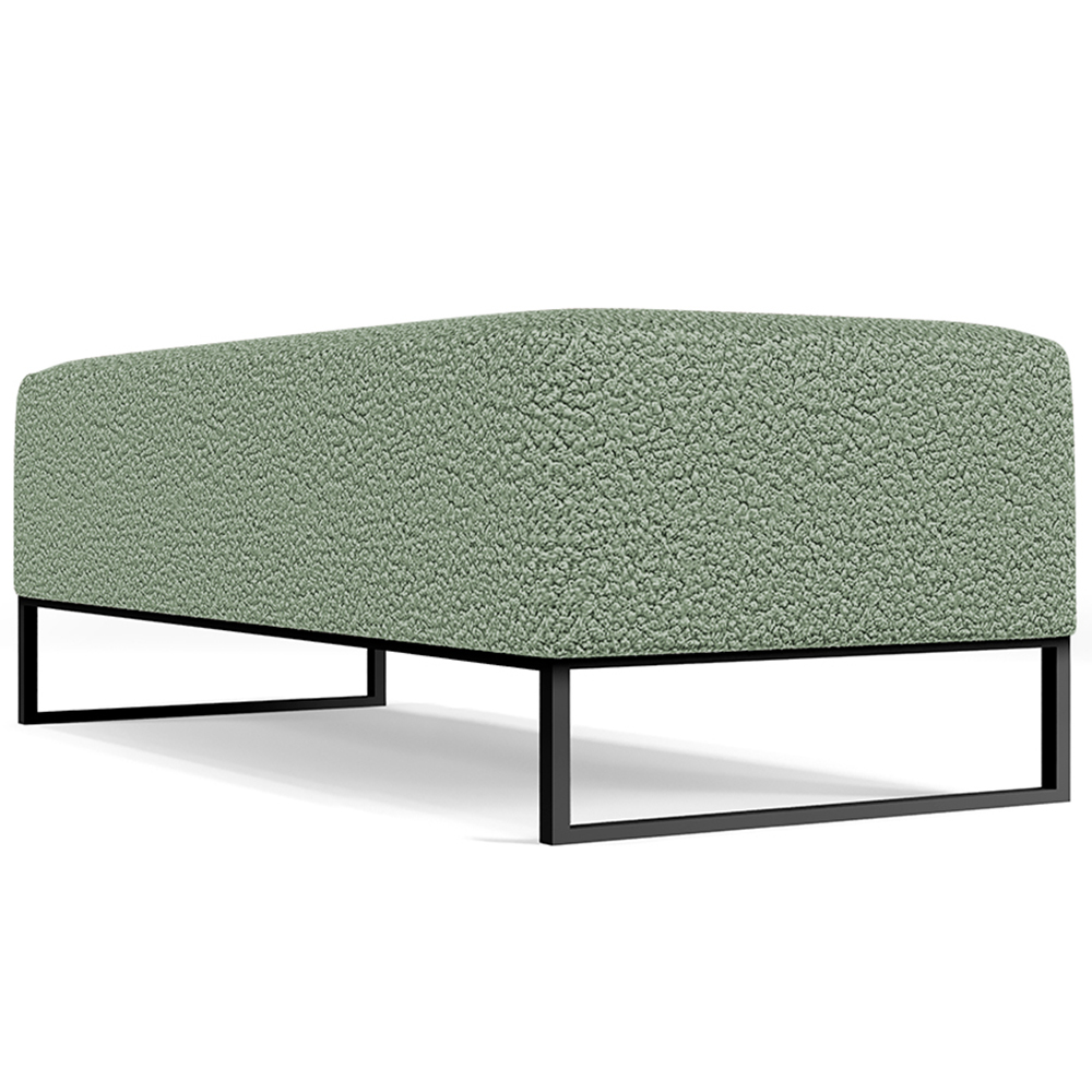 Kit 02 Puffs Decorativo Sala de Estar Bali W01 Base Ferro 120x50 cm Bouclê Oliva - Lyam Decor