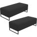Kit 02 Puffs Decorativo Sala de Estar Bali W01 Base Ferro 120x50 cm Bouclê Preto - Lyam Decor
