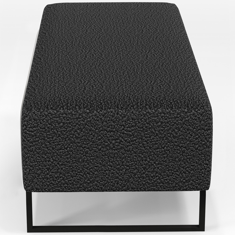 Kit 02 Puffs Decorativo Sala de Estar Bali W01 Base Ferro 120x50 cm Bouclê Preto - Lyam Decor