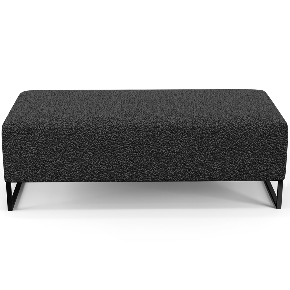 Kit 02 Puffs Decorativo Sala de Estar Bali W01 Base Ferro 120x50 cm Bouclê Preto - Lyam Decor