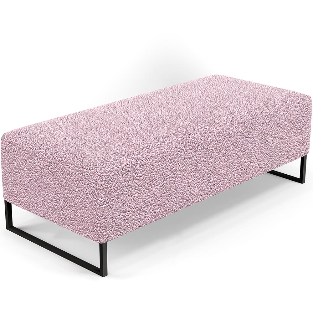 Kit 02 Puffs Decorativo Sala de Estar Bali W01 Base Ferro 120x50 cm Bouclê Rosê - Lyam Decor