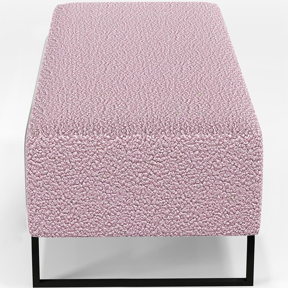 Kit 02 Puffs Decorativo Sala de Estar Bali W01 Base Ferro 120x50 cm Bouclê Rosê - Lyam Decor