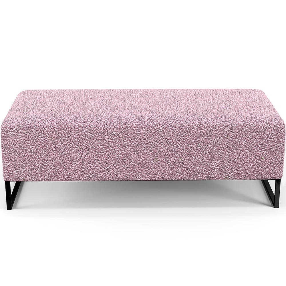Kit 02 Puffs Decorativo Sala de Estar Bali W01 Base Ferro 120x50 cm Bouclê Rosê - Lyam Decor