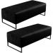 Kit 02 Puffs Decorativo Sala de Estar Bali W01 Base Ferro 120x50 cm Couríssimo Preto - Lyam Decor