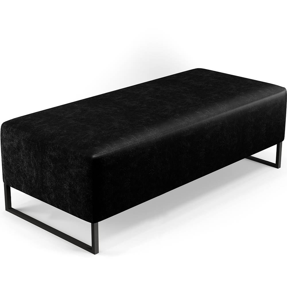 Kit 02 Puffs Decorativo Sala de Estar Bali W01 Base Ferro 120x50 cm Couríssimo Preto - Lyam Decor