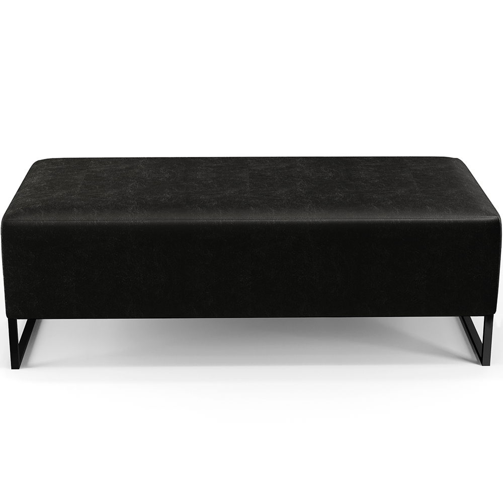 Kit 02 Puffs Decorativo Sala de Estar Bali W01 Base Ferro 120x50 cm Couríssimo Preto - Lyam Decor