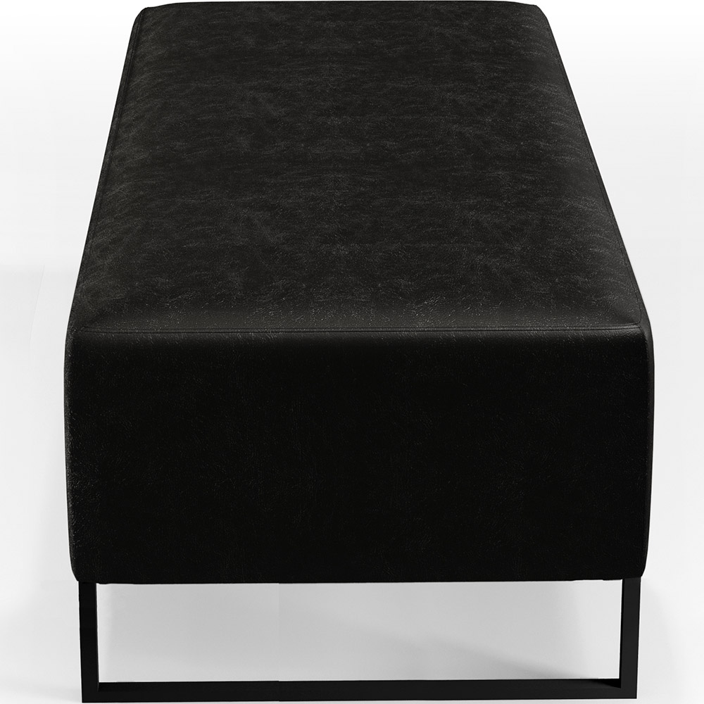 Kit 02 Puffs Decorativo Sala de Estar Bali W01 Base Ferro 120x50 cm Couríssimo Preto - Lyam Decor