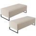 Kit 02 Puffs Decorativo Sala de Estar Bali W01 Base Ferro 120x50 cm Linho Bege - Lyam Decor