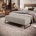 Kit 02 Puffs Decorativo Sala de Estar Bali W01 Base Ferro 120x50 cm Linho Bege - Lyam Decor