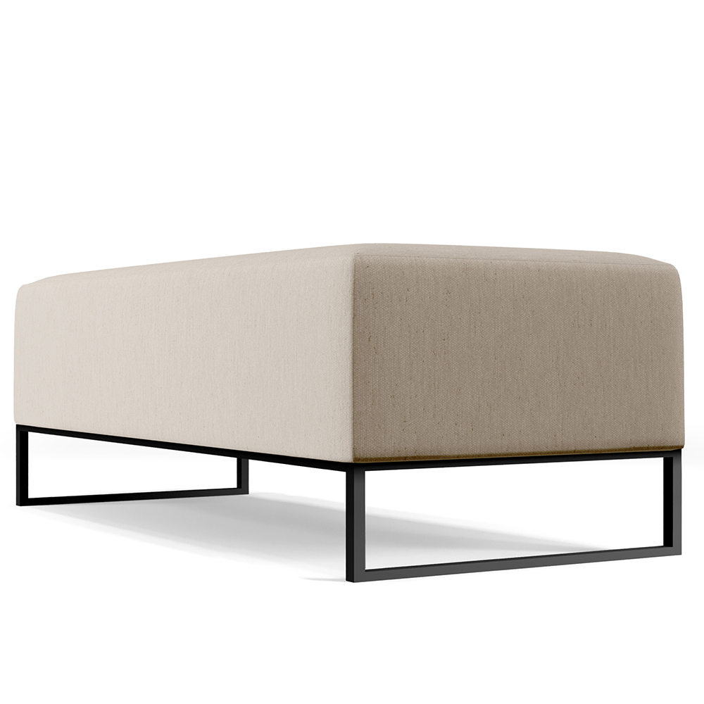 Kit 02 Puffs Decorativo Sala de Estar Bali W01 Base Ferro 120x50 cm Linho Bege - Lyam Decor