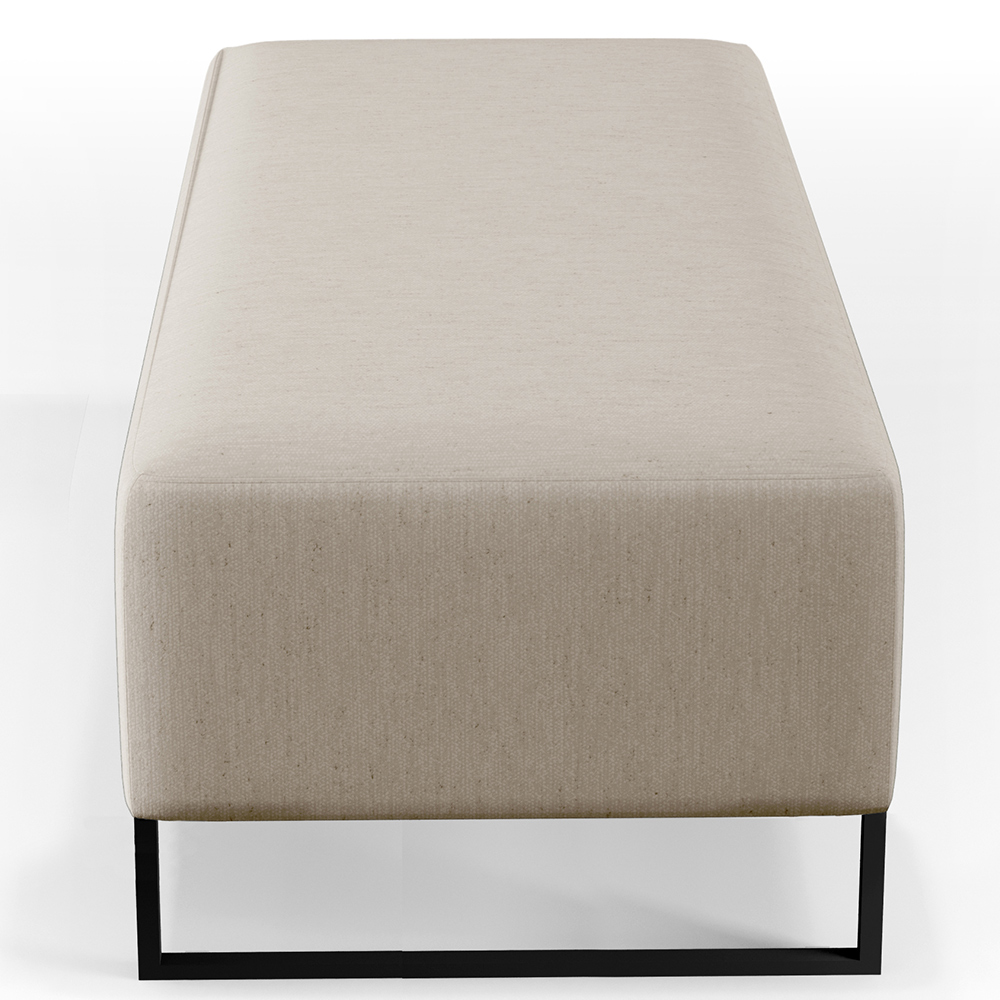 Kit 02 Puffs Decorativo Sala de Estar Bali W01 Base Ferro 120x50 cm Linho Bege - Lyam Decor