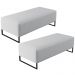 Kit 02 Puffs Decorativo Sala de Estar Bali W01 Base Ferro 120x50 cm Linho Cinza - Lyam Decor