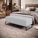 Kit 02 Puffs Decorativo Sala de Estar Bali W01 Base Ferro 120x50 cm Linho Cinza - Lyam Decor