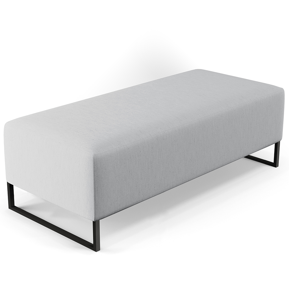 Kit 02 Puffs Decorativo Sala de Estar Bali W01 Base Ferro 120x50 cm Linho Cinza - Lyam Decor
