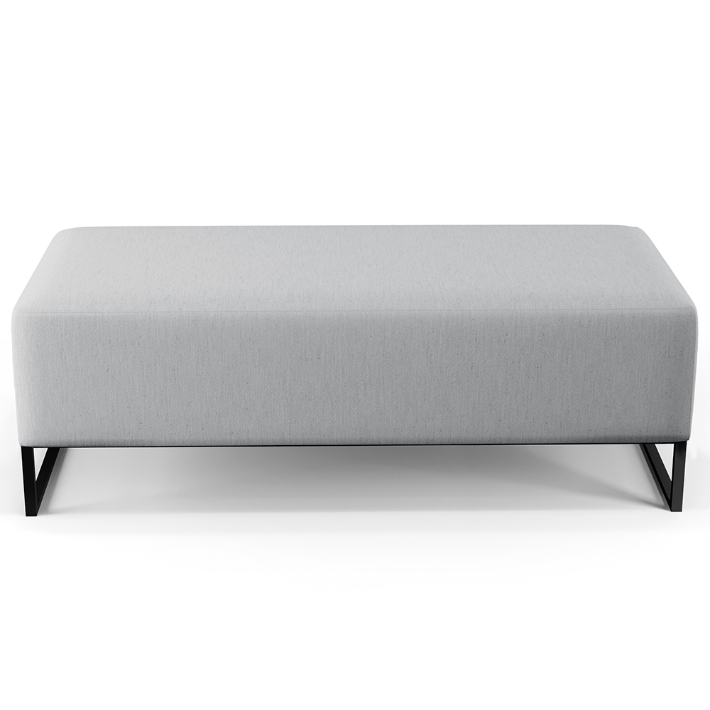 Kit 02 Puffs Decorativo Sala de Estar Bali W01 Base Ferro 120x50 cm Linho Cinza - Lyam Decor