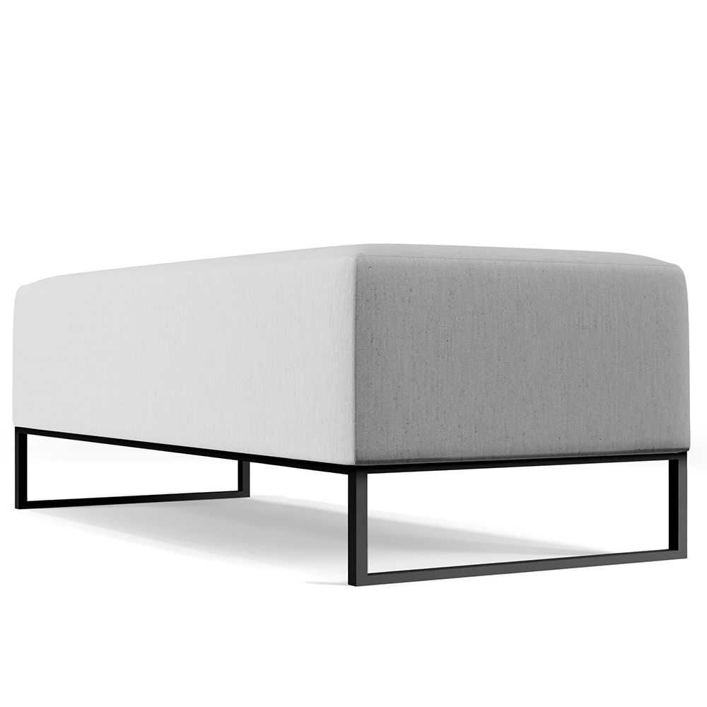 Kit 02 Puffs Decorativo Sala de Estar Bali W01 Base Ferro 120x50 cm Linho Cinza - Lyam Decor