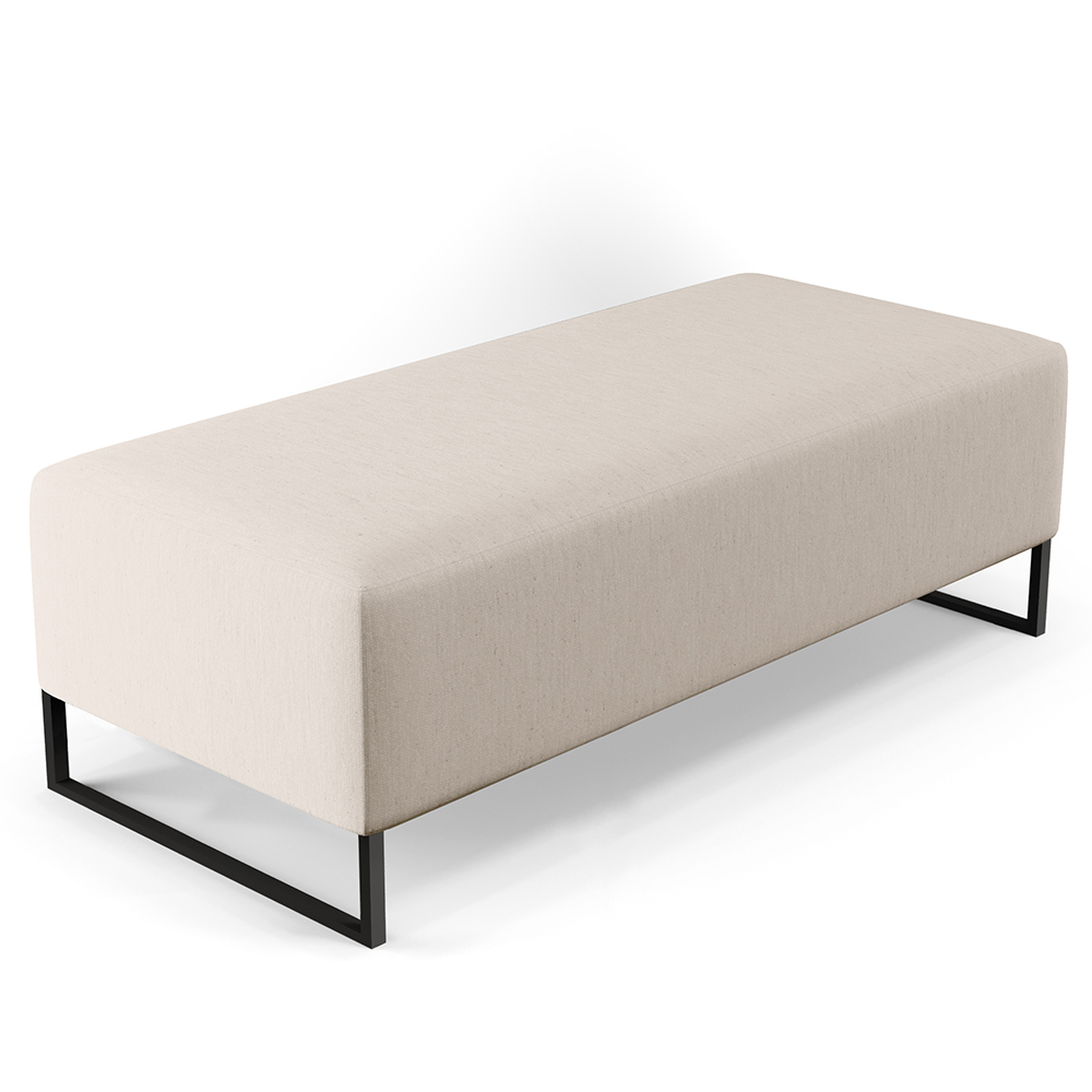 Kit 02 Puffs Decorativo Sala de Estar Bali W01 Base Ferro 120x50 cm Linho Cru - Lyam Decor