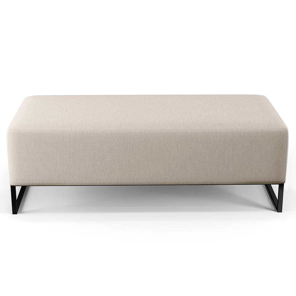 Kit 02 Puffs Decorativo Sala de Estar Bali W01 Base Ferro 120x50 cm Linho Cru - Lyam Decor