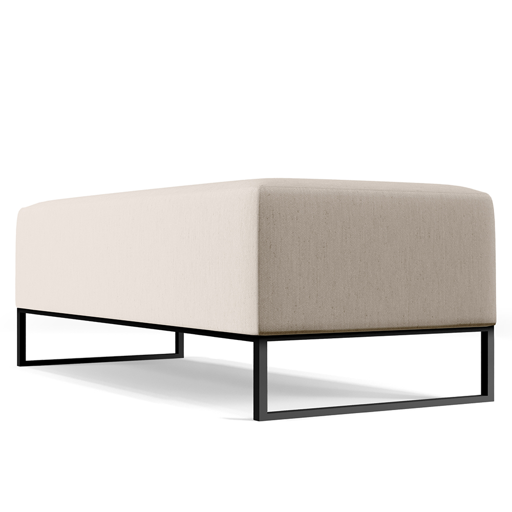 Kit 02 Puffs Decorativo Sala de Estar Bali W01 Base Ferro 120x50 cm Linho Cru - Lyam Decor