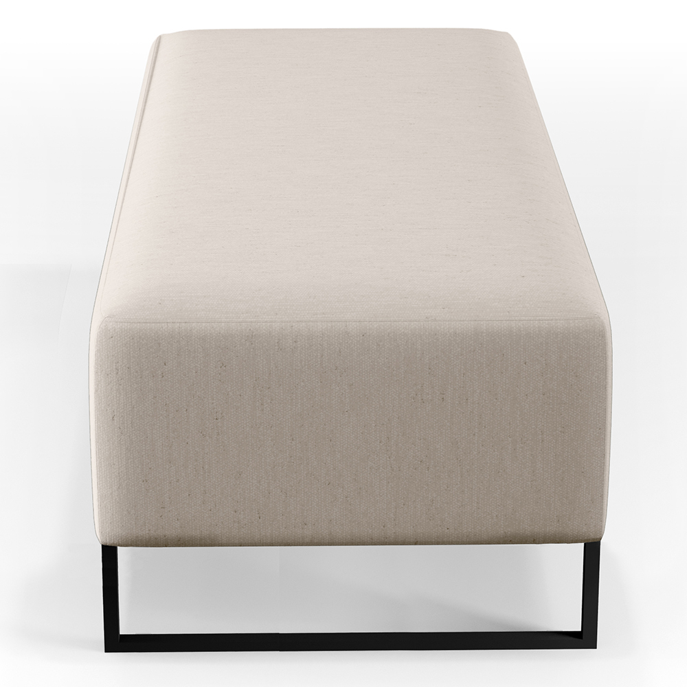 Kit 02 Puffs Decorativo Sala de Estar Bali W01 Base Ferro 120x50 cm Linho Cru - Lyam Decor