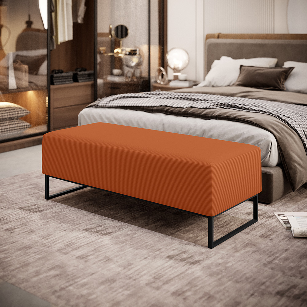 Kit 02 Puffs Decorativo Sala de Estar Bali W01 Base Ferro 120x50cm Tecido Terracota - Lyam Decor