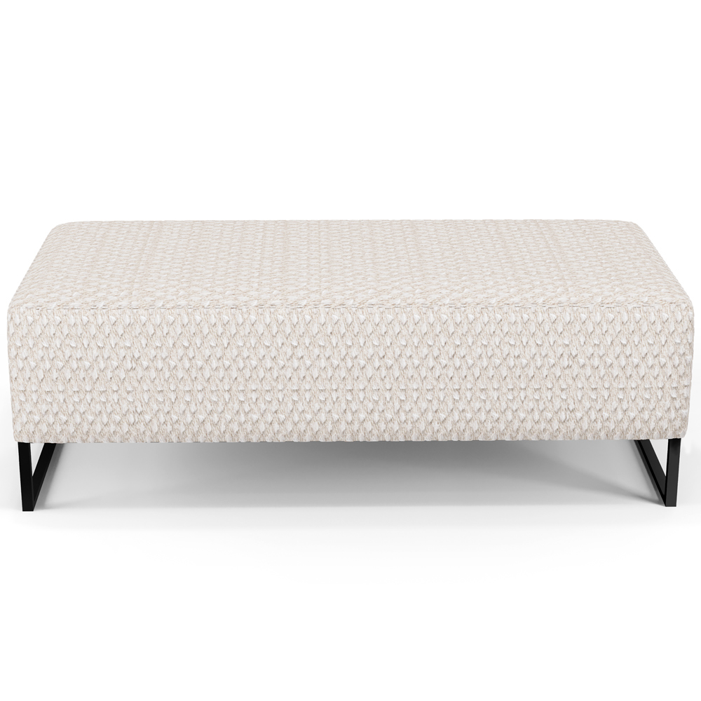Kit 02 Puffs Decorativo Sala de Estar Bali W01 Base de Ferro 120x50 cm Bouclê Cru - Lyam