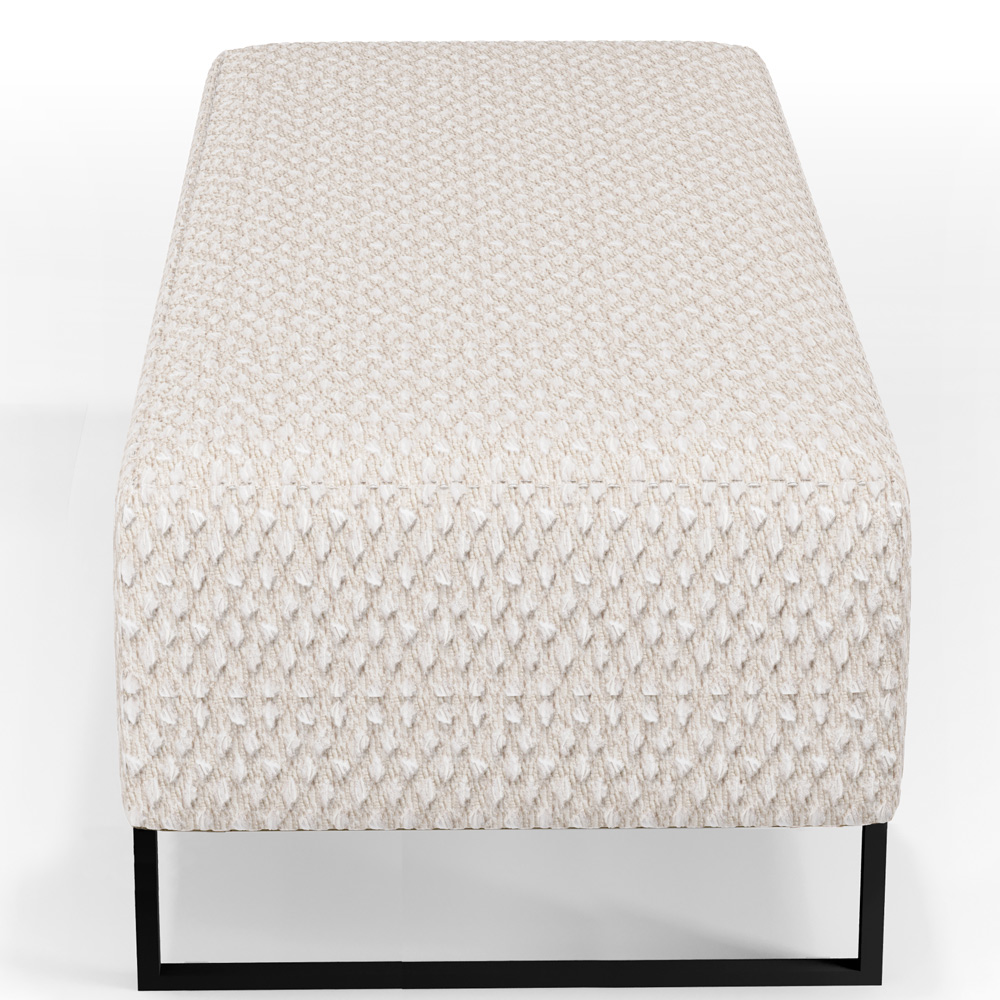 Kit 02 Puffs Decorativo Sala de Estar Bali W01 Base de Ferro 120x50 cm Bouclê Cru - Lyam