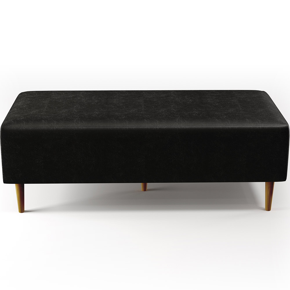 Kit 02 Puffs Decorativo Sala de Estar Bali W01 Pés Palito 120x50 cm Couríssimo Preto - Lyam Decor