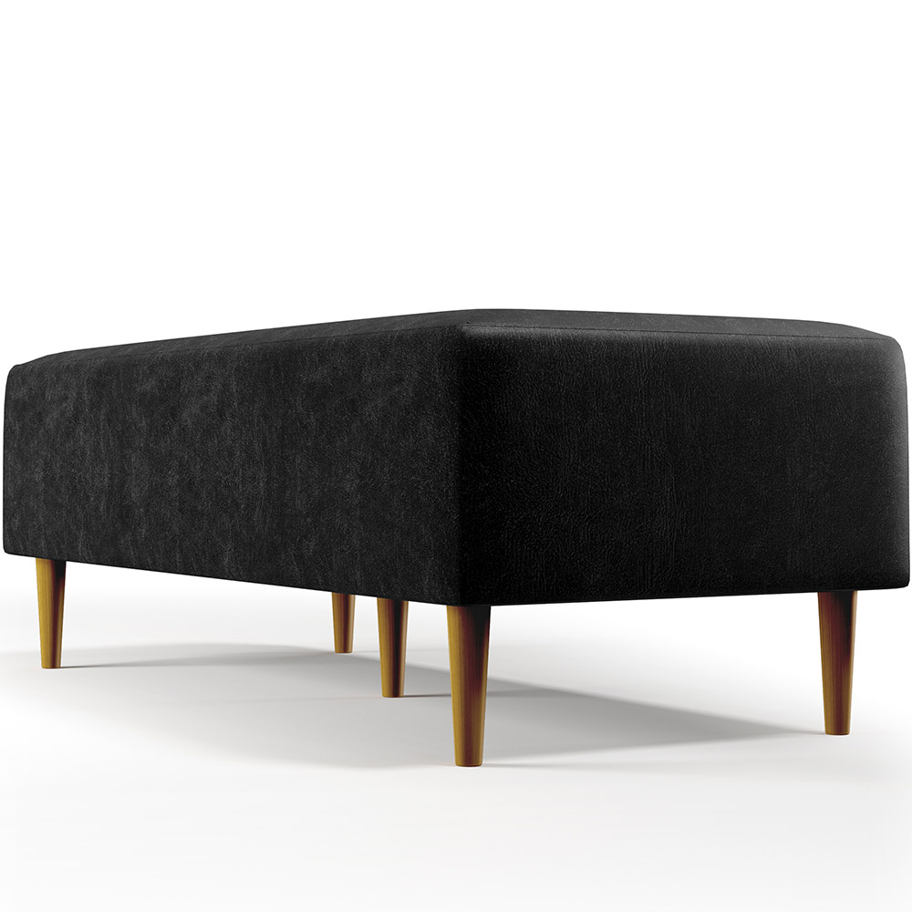 Kit 02 Puffs Decorativo Sala de Estar Bali W01 Pés Palito 120x50 cm Couríssimo Preto - Lyam Decor