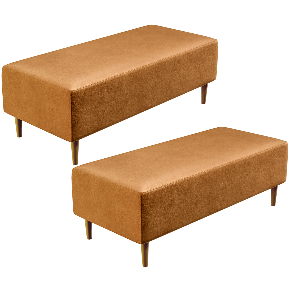 Kit 02 Puffs Decorativo Sala de Estar Bali W01 Pés Palito 120x50cm Couríssimo Whisky - Lyam Decor