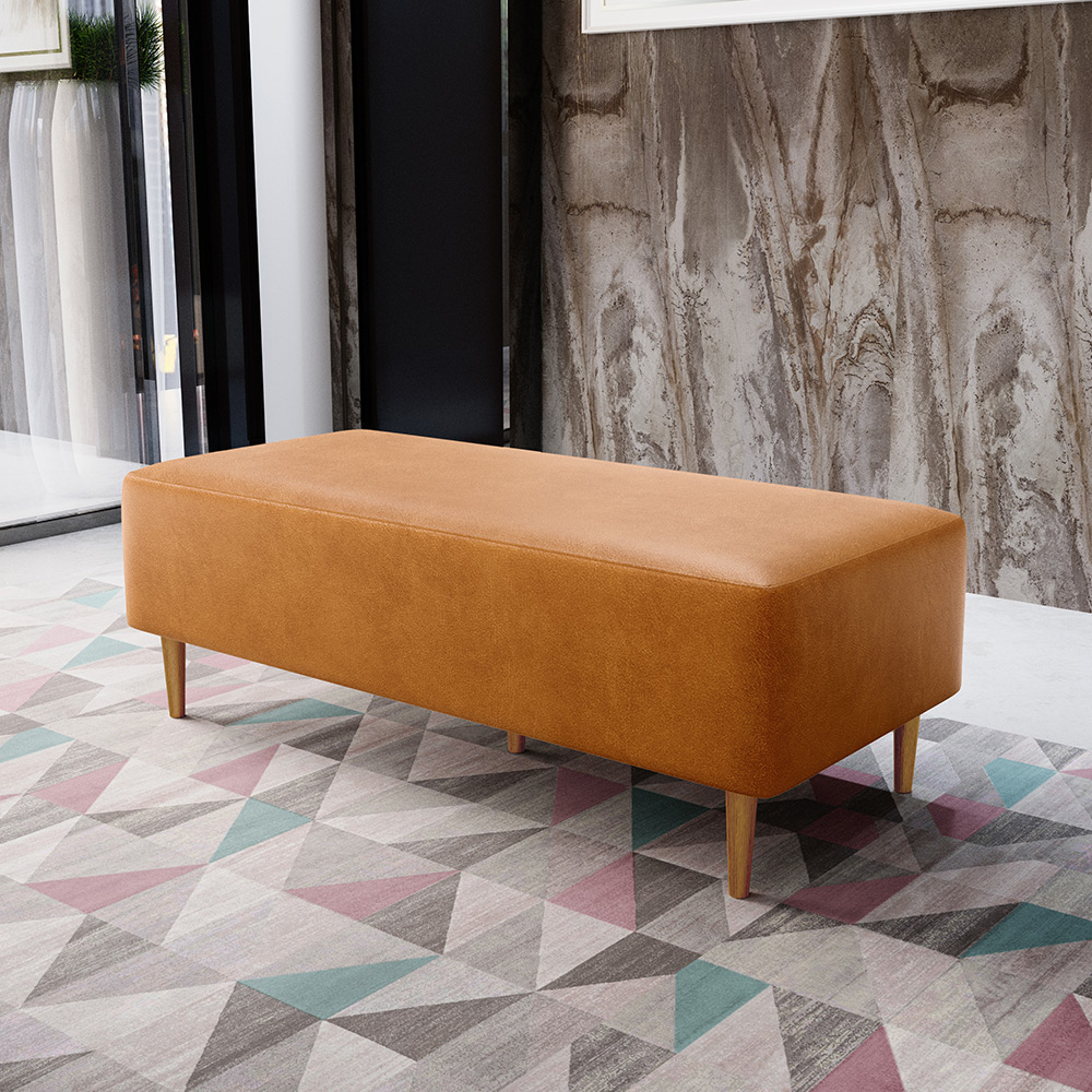Kit 02 Puffs Decorativo Sala de Estar Bali W01 Pés Palito 120x50cm Couríssimo Whisky - Lyam Decor