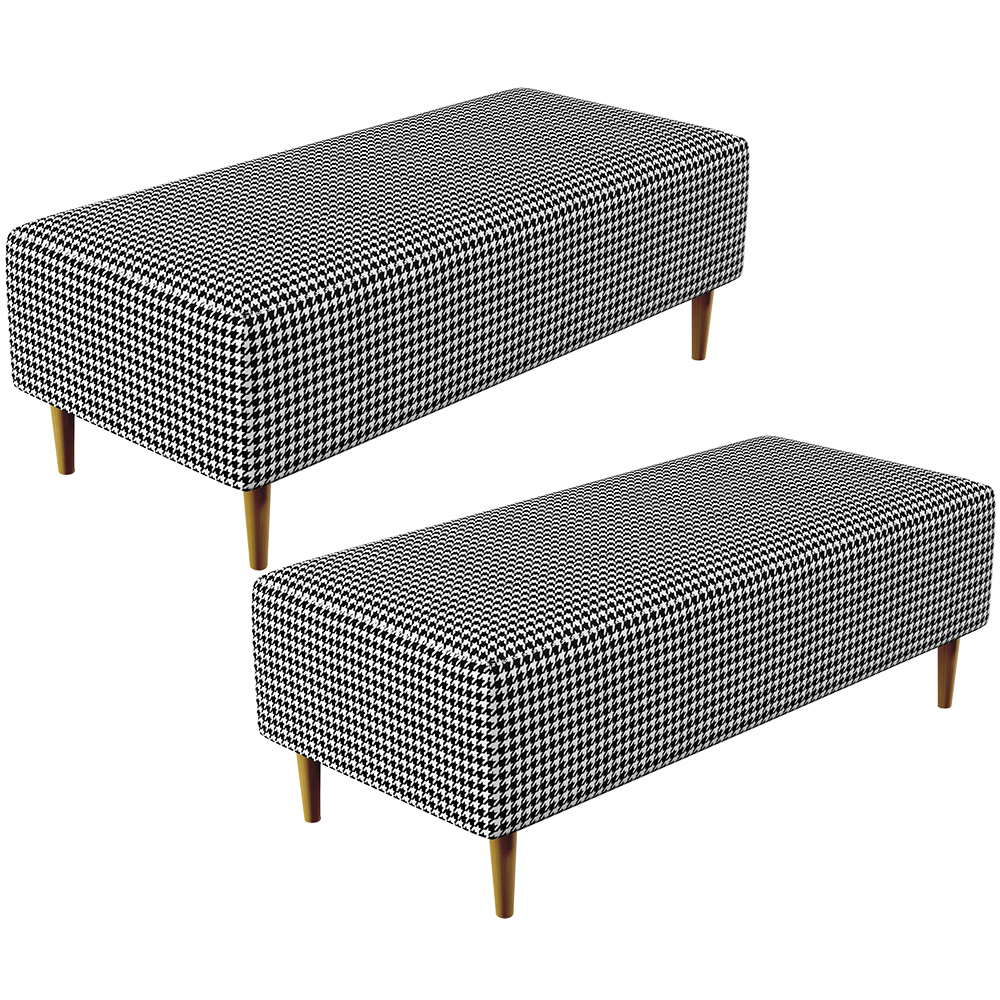 Kit 02 Puffs Decorativo Sala de Estar Bali W01 Pés Palito 120x50cm Pied Poule - Lyam Decor
