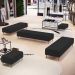 Kit 02 Puffs Decorativo Sala de Estar Bali W01 Pés Palito 170x60cm Bouclê Preto - Lyam Decor