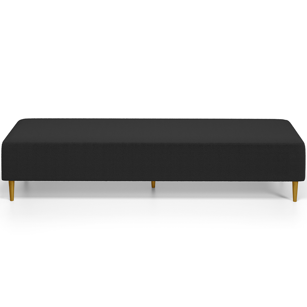 Kit 02 Puffs Decorativo Sala de Estar Bali W01 Pés Palito 170x60cm Bouclê Preto - Lyam Decor