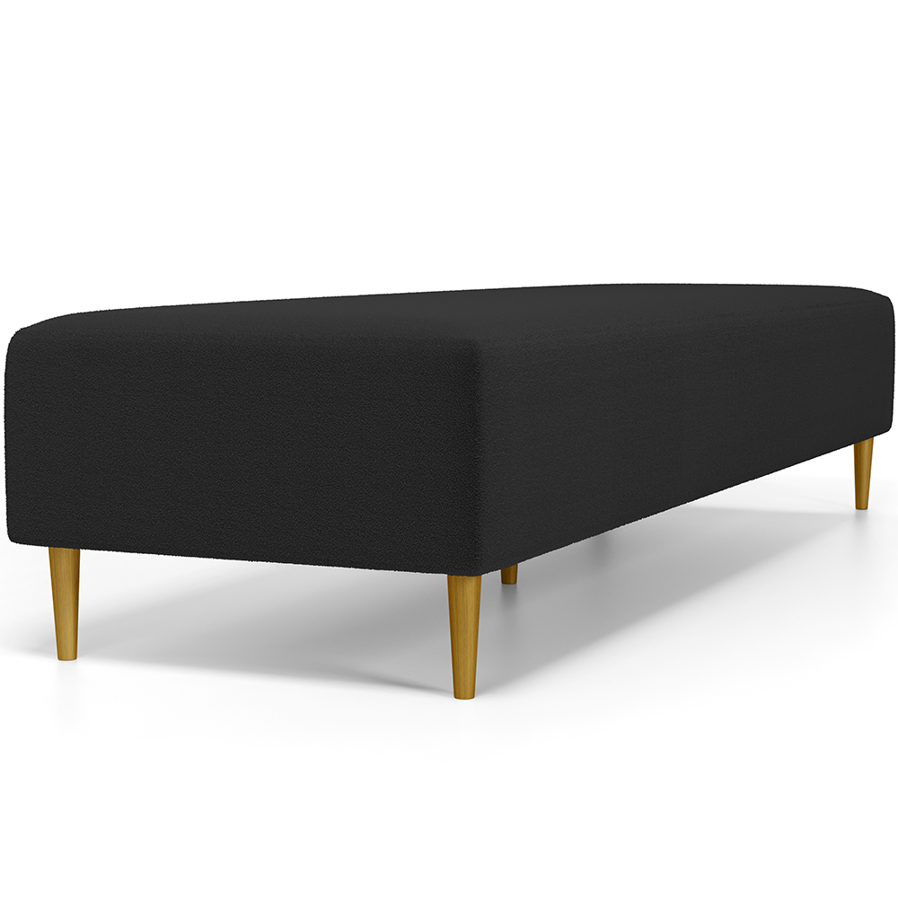 Kit 02 Puffs Decorativo Sala de Estar Bali W01 Pés Palito 170x60cm Bouclê Preto - Lyam Decor