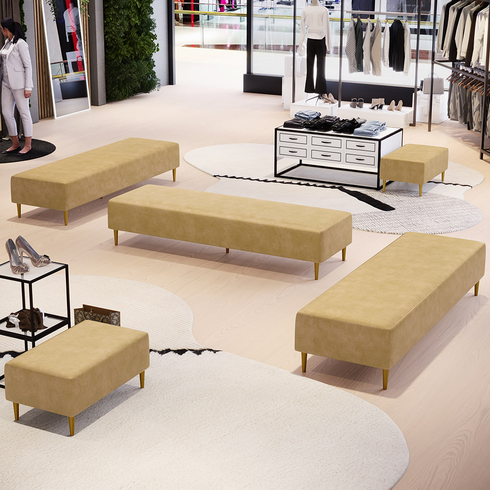 Kit 02 Puffs Decorativo Sala de Estar Bali W01 Pés Palito 170x60cm Couríssimo Fendi - Lyam Decor