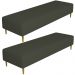 Kit 02 Puffs Decorativo Sala de Estar Bali W01 Pés Palito 170x60cm Linho Verde Musgo - Lyam Decor