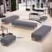 Kit 02 Puffs Decorativo Sala de Estar Bali W01 Pés Palito 170x60cm Suede Cinza - Lyam Decor