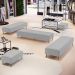 Kit 02 Puffs Decorativo Sala de Estar Bali W01 Pés Palito 190x60cm Bouclê Cinza - Lyam Decor
