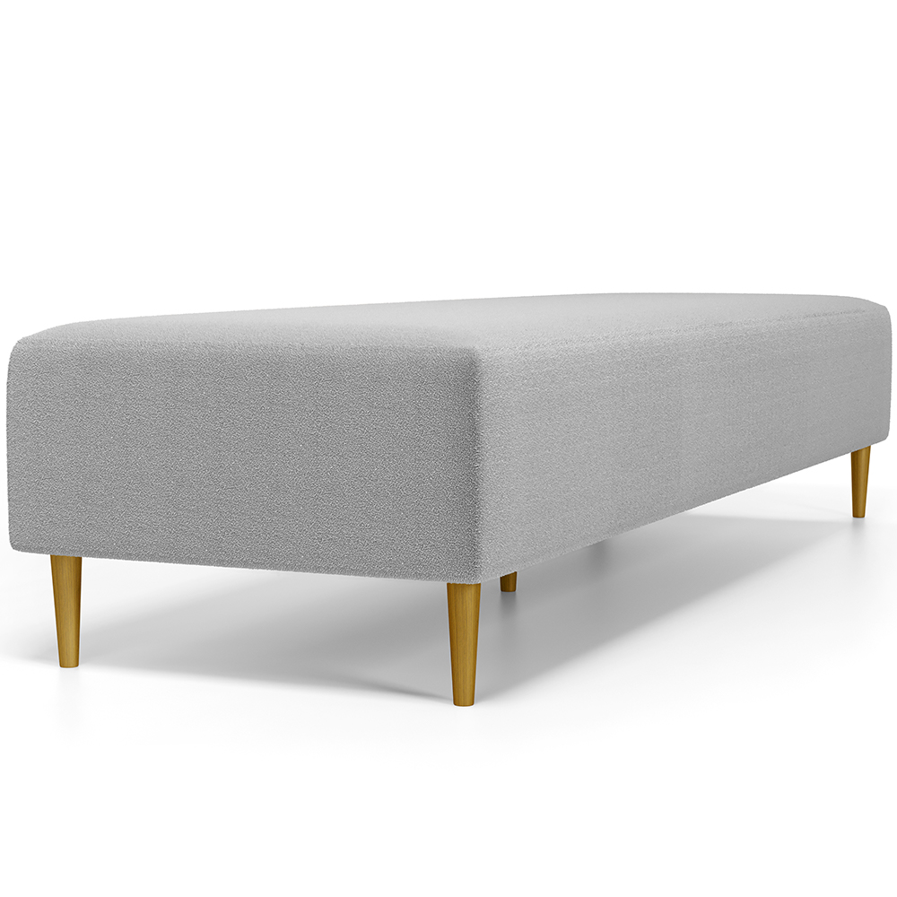 Kit 02 Puffs Decorativo Sala de Estar Bali W01 Pés Palito 190x60cm Bouclê Cinza - Lyam Decor