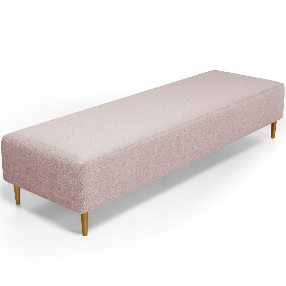Kit 02 Puffs Decorativo Sala de Estar Bali W01 Pés Palito 190x60cm Bouclê Rosê - Lyam Decor