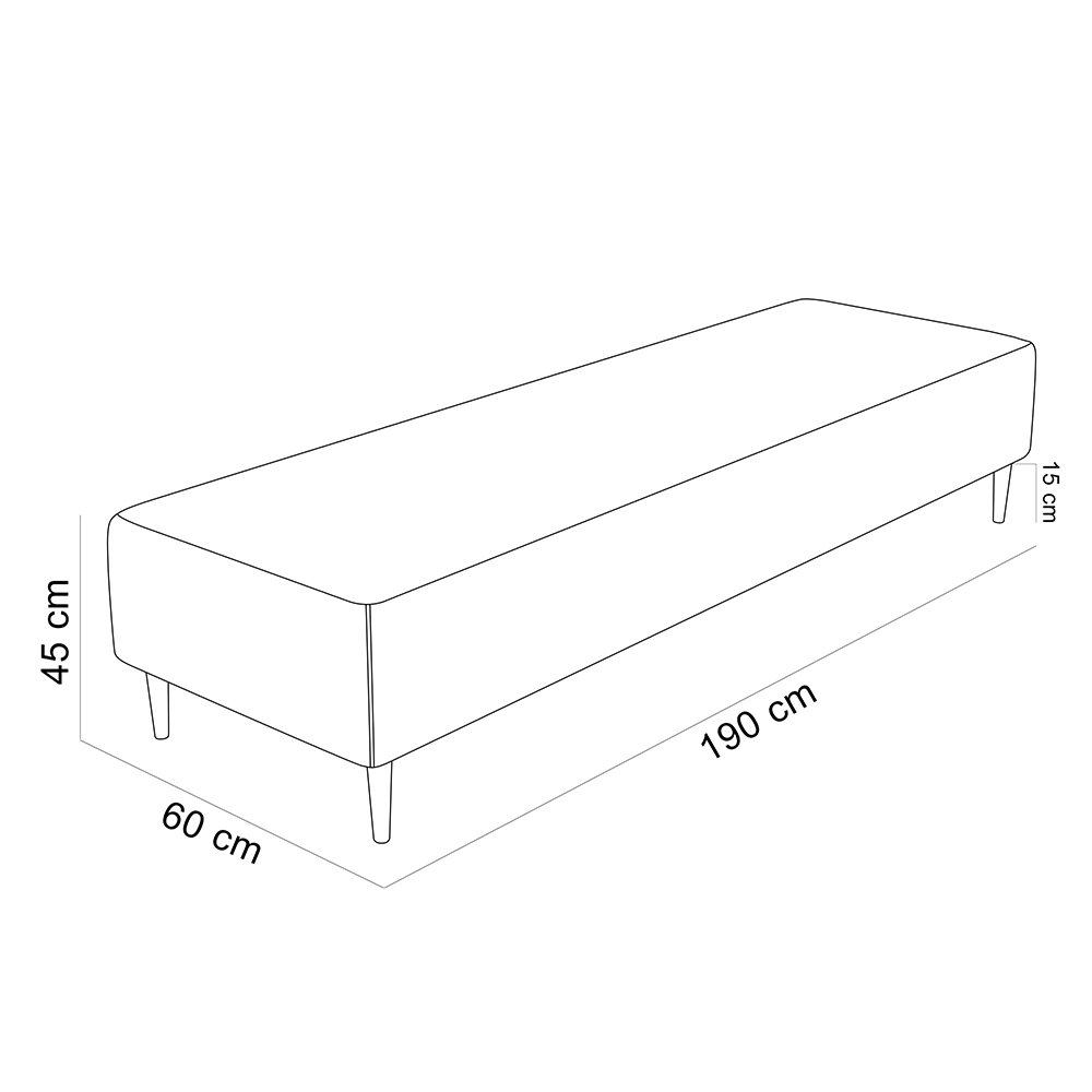 Kit 02 Puffs Decorativo Sala de Estar Bali W01 Pés Palito 190x60cm Bouclê Rosê - Lyam Decor